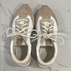 Tory Burch White and Tan Sneakers